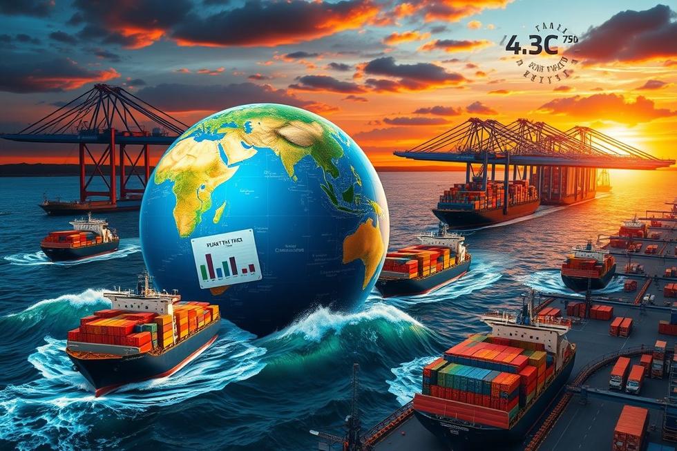 Imagem representativa do comércio global com elementos de tarifas e importação.