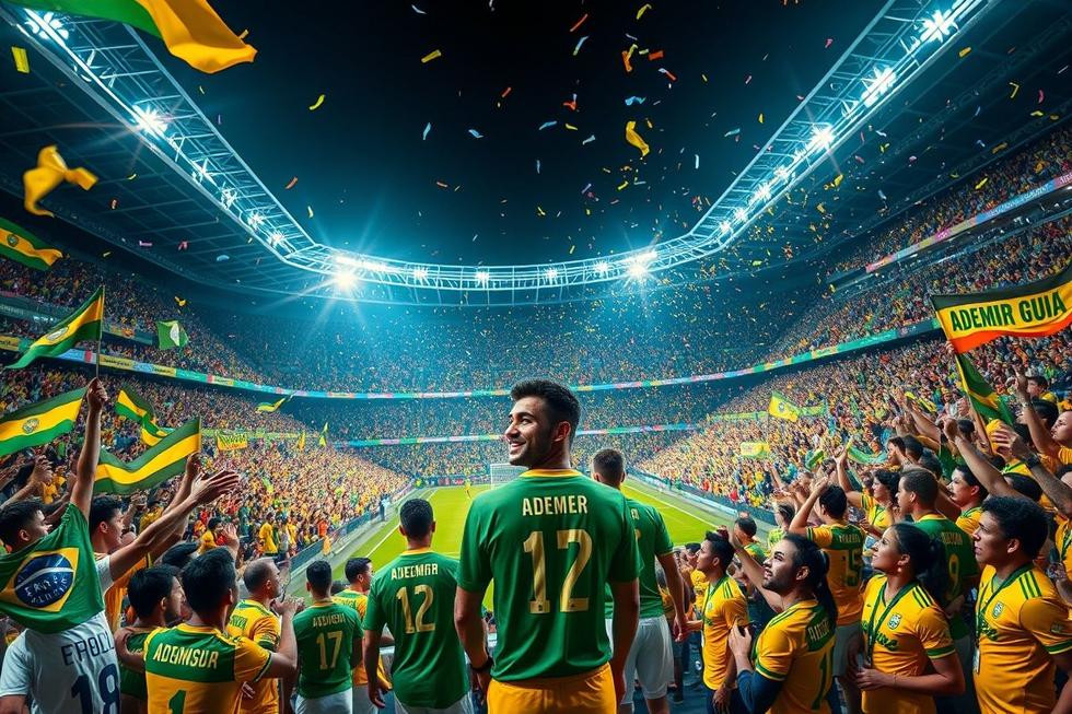Estádio cheio de fãs apoiando Ademir da Guia.