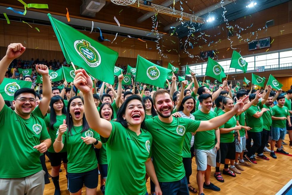 Fãs do Palmeiras celebrando a abertura da nova estrutura de Tênis de Mesa.