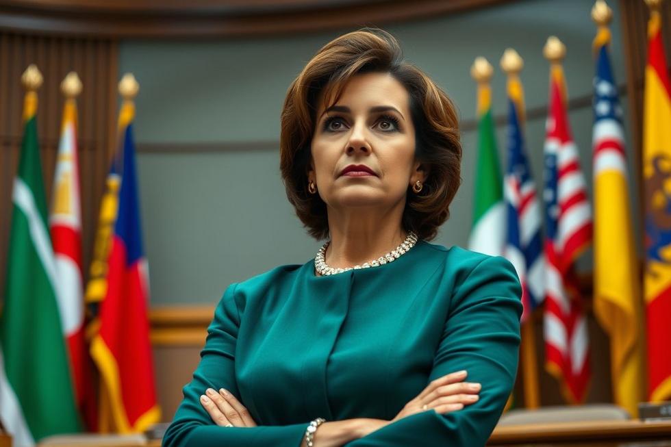 Retrato de Zambelli em um tribunal, simbolizando sua influência.