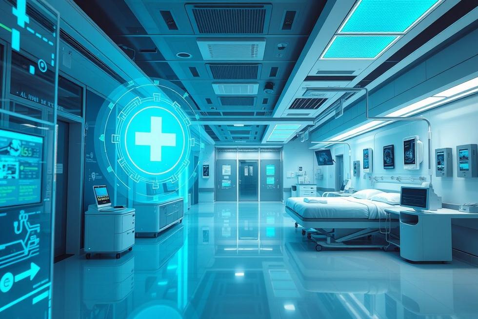 Conceitos visuais de tecnologia de IA aplicada à saúde.