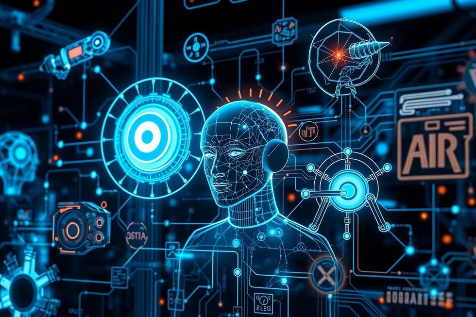 Agentes de IA em diversas indústrias mostrando suas aplicações e tecnologia avançada.