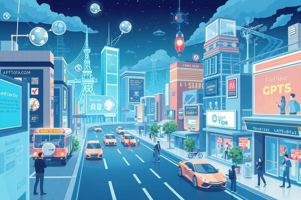 Cidade futurista ilustrando a integração da IA como o GPT-5.