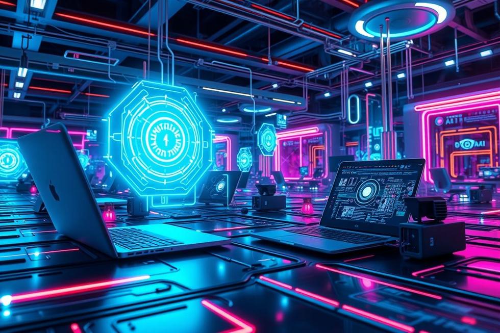 Conceito de tecnologia futurista com codificação inteligente.