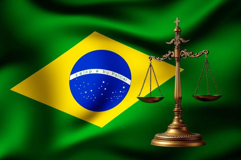Símbolos da justiça e da política brasileira.