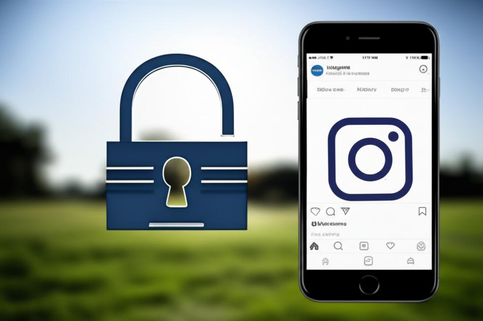 Um smartphone com o aplicativo do Instagram e um símbolo de bloqueio representando privacidade.