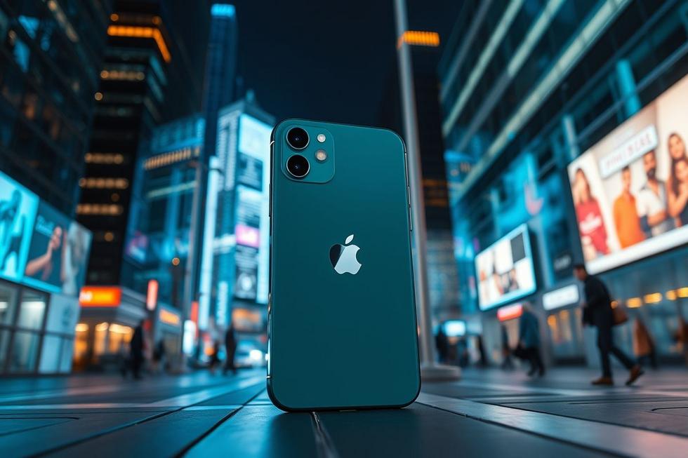 Imagem do iPhone 17 em um cenário moderno e tecnológico.