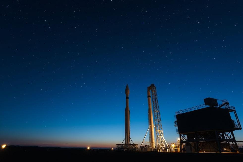 Instalações de lançamento da Rocket Lab numa atmosfera de inovação.