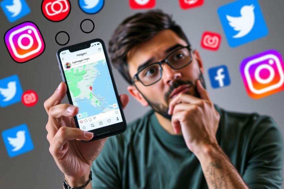 Pessoa refletindo sobre privacidade ao usar Instagram.