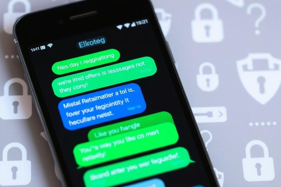Coleção de mensagens SMS, algumas legítimas e outras fraudulentas, no smartphone.
