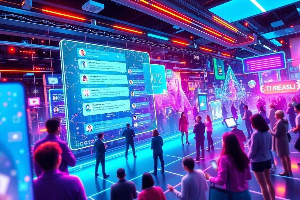 Paisagem moderna das redes sociais com Threads em evidência.