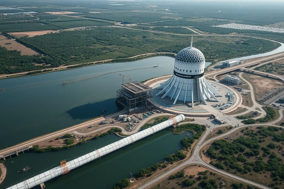Construção do pipeline de água da SpaceX em Starbase