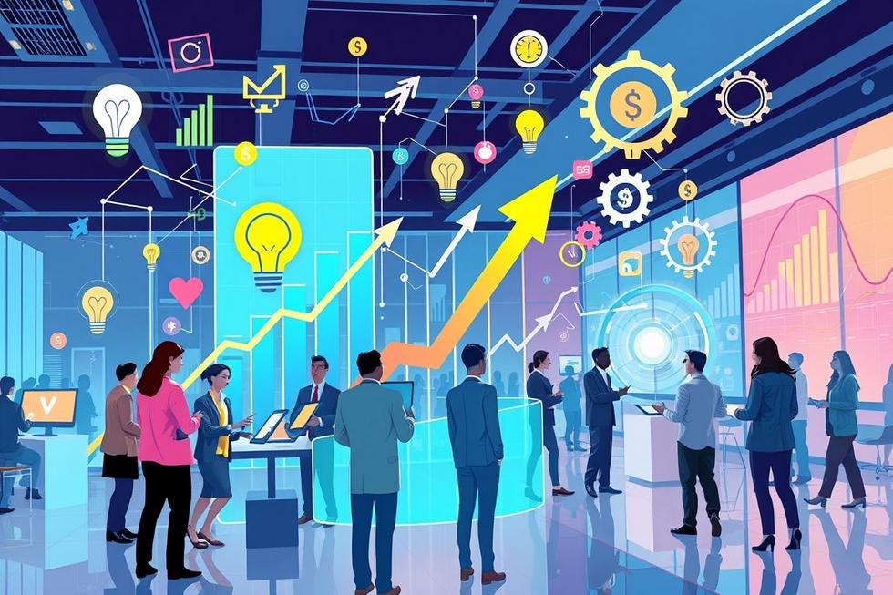 Símbolos de investimento e crescimento no capital de risco.